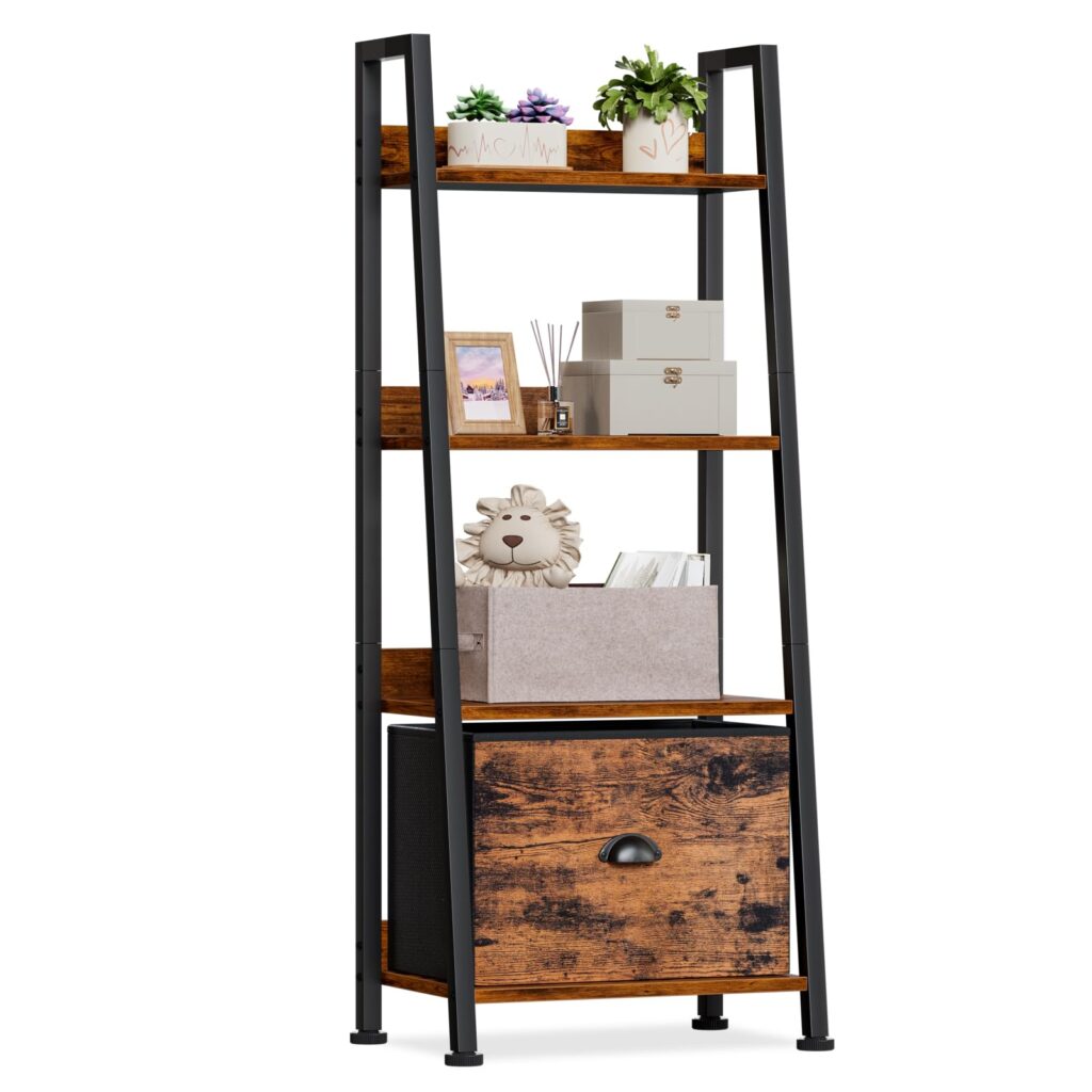 Vasagle Ladder Shelf Bookshelf With Cupboard: Maximize Space!